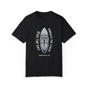 Seas the Day, Embrace the Chaos – Minimalist Surfboard T-Shirt