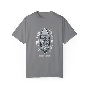 Seas the Day, Embrace the Chaos – Minimalist Surfboard T-Shirt