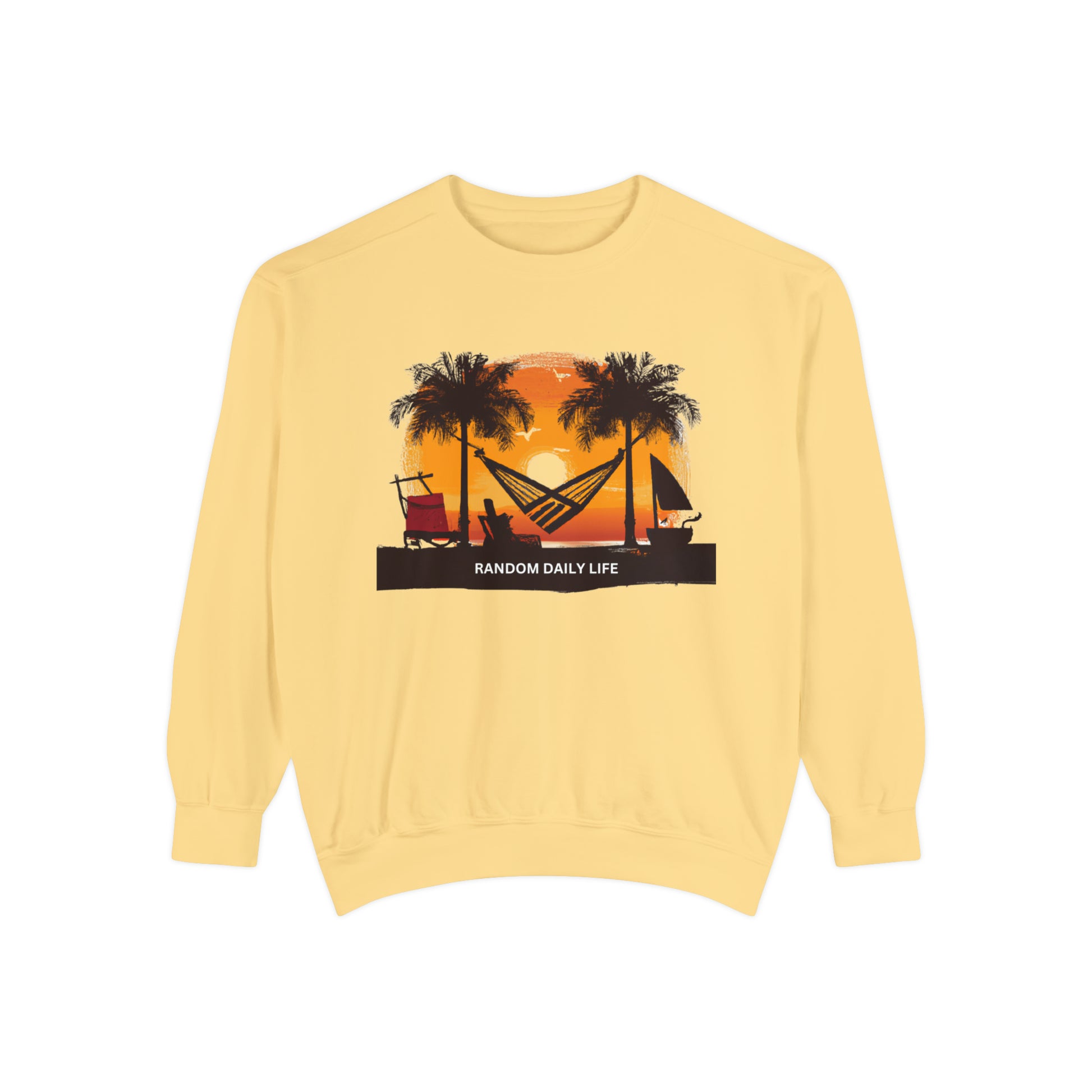 Random Daily Life ( Beach Hammock) - Unisex Garment-Dyed Sweatshirt